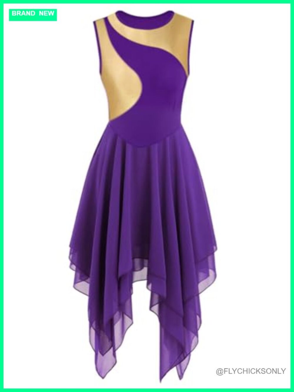 Sleeveless Praise Dance Dress High Low Flowy Skirt Chiffon Worship Costume